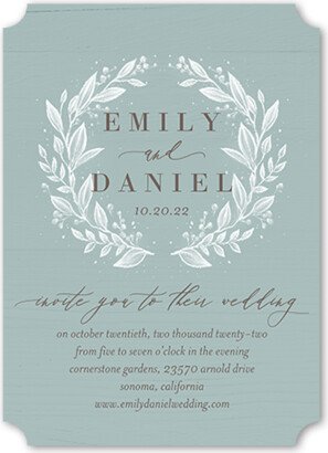 Wedding Invitations: Garland Bliss Wedding Invitation, Green, 5X7, Pearl Shimmer Cardstock, Ticket