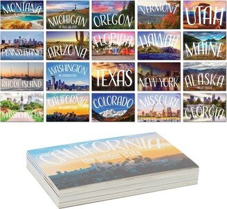 Pipilo Press 40 Pack Bulk Vintage Travel Blank Postcards for Mailing, 20 US United State USA Designs Post Cards, 4x6 In