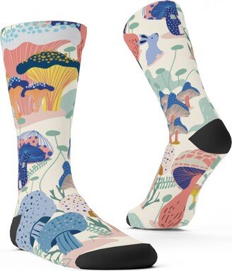 Socks: Whimsical Mushroom Village - Multi Custom Socks, Multicolor