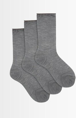 Pack Of Three Roll-top Silk Socks-AA