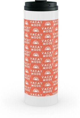 Travel Mugs: Vacay Mode And Sunshine Stainless Mug, White, 16Oz, Orange