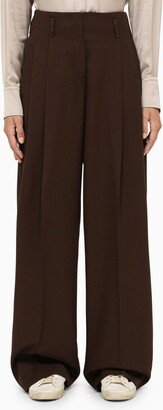 Coffee-coloured palazzo trousers with pleats