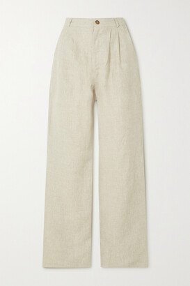 Net Sustain Mason Pleated Linen Straight-leg Pants - Neutrals