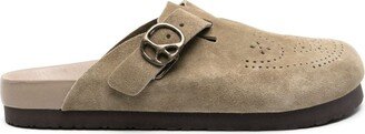 Punch-Hole Detailing Suede Slippers