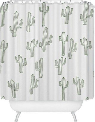 Camilla Foss Cactus Only Shower Curtain White