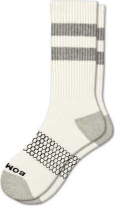 Vintage Stripe Calf Sock - White Grey - XL - Unisex - Cotton