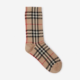 Vintage Check Intarsia Cotton Cashmere Blend Socks