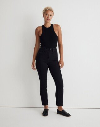 Petite Curvy Stovepipe Jeans in Black Rinse Wash