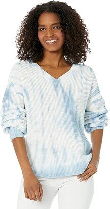 Tie-Dye Cotton Sweater Long Sleeve V-Neck Top (Energy) Women's Clothing