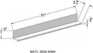 Custom 20Ga Brushed Stainless Steel Back Of Stove Filler Panel/Shelf