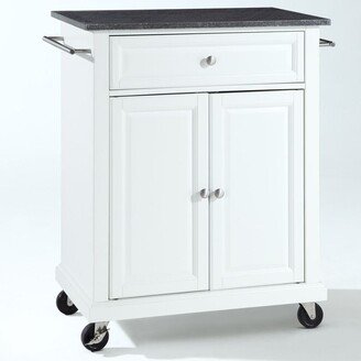 White Kitchen Cart with Granite Top and Locking Casters Wheels - W 28.25 X D 18 X H 36 inch