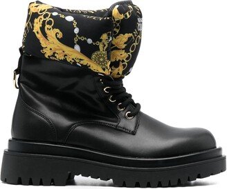 Logo-Print Round-Toe Boots-AA