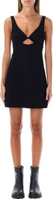 Cut-Out Detailed V-Neck Mini Dress