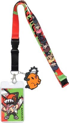 Seven Times Six Chainsaw Man Keychain Manga Anime ID Badge Holder Lanyard w/ Rubber Pendant Multicoloured