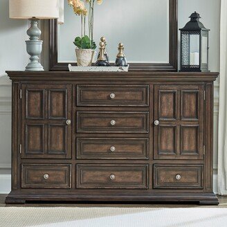 Big Valley Brownstone Distressed 2 Door 6 Drawer Dresser