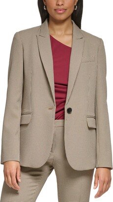 Petite Peak-Lapel One-Button Blazer, Created for Macy's - Black / Cashew / Cabernet