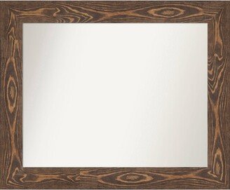 34 x 28 Non-Beveled Bridge Wood Bathroom Wall Mirror Brown