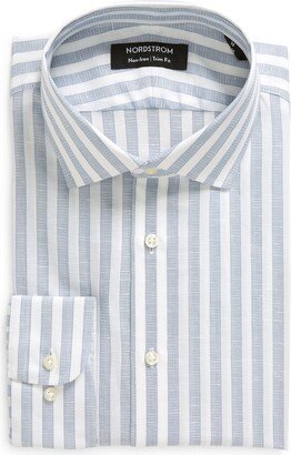 Trim Fit Stripe Non-Iron Cotton & Linen Blend Dress Shirt