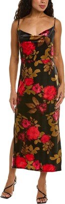 Printed Stretch Velvet Midi Dress