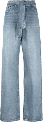 Tied-Waist Wide-Leg Jeans