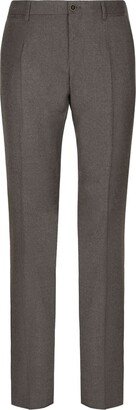 Pressed-Crease Tailored Flannel Trousers