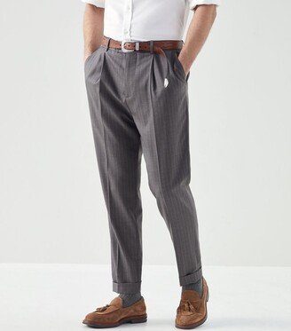 Virgin Wool Pinstripe Trousers-AB