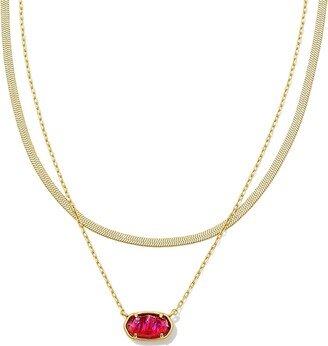 Grayson Herringbone Multistrand Necklace Gold Light Burgundy Illusion One Size