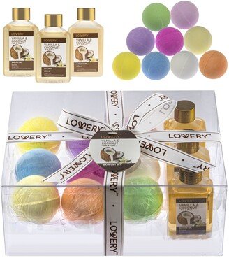 Lovery Vanilla Coconut Body Care Set, Bath Bombs Gift Set, 12 Piece