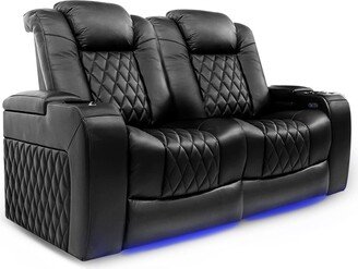 Valencia Theater Seating Valencia Tuscany Top Grain Nappa 11000 Leather Home Theater Seating Power Recliner Row of 2 Loveseat Black