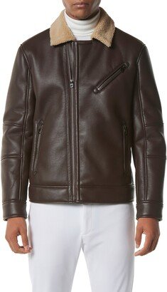 Maxton Faux Leather & Faux Shearling Collar Moto Jacket