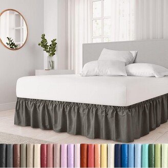 CGK Linens Bed Skirt Ruffled Microfiber 14 Inch Drop in Grey, Size King