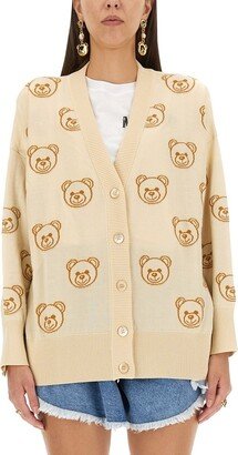 Teddy Bear V-Neck Long-Sleeved Cardigan