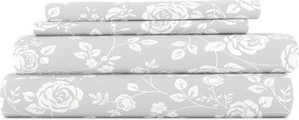 HOMESPUN HOME SPUN Premium Ultra Soft Rose Gray Pattern 4-Piece Bed Sheet Set