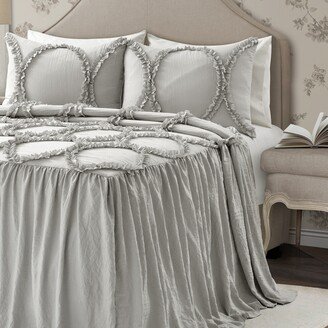 The Gray Barn Peony Grove Ruffled Embroidery 3-piece Bedspread Set