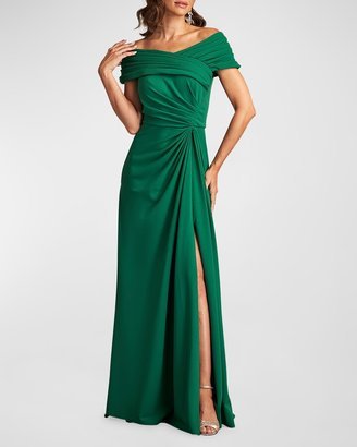 Ruched Off-Shoulder Gown