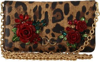 Brown Leopard Crystal iPhone Case Women's Wallet