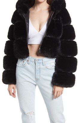 AZALEA WANG Faux Fur Puffer Jacket