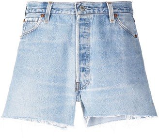 High-Rise Raw-Cut Denim Shorts