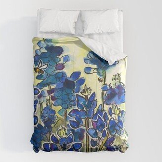 Texas Bluebonnets Watercolor Comforter