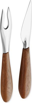 Curvo Cheese Set - Silver/Wood