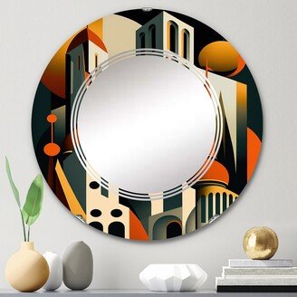 Designart 'Fantasy Cityscape IV' Printed City Art Deco Wall Mirror