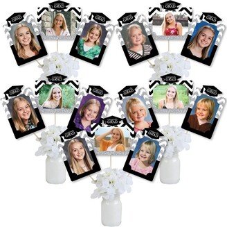 Big Dot of Happiness Tassel Worth The Hassle - Silver - Graduation Party Picture Centerpiece Sticks - Photo Table Toppers - 15 Pieces