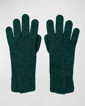 Green Split Cuff Cashmere Gloves