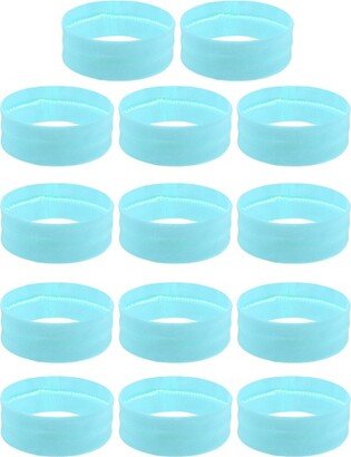 Unique Bargains Stretchy Sweatband Soft Elastic Polyester Yoga Sport Headband Light Blue Pack of 14