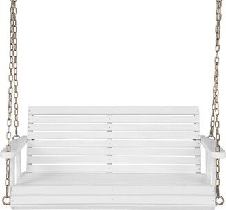 2-Person Wooden Porch Swing with Hanging Chains for Garden Yard