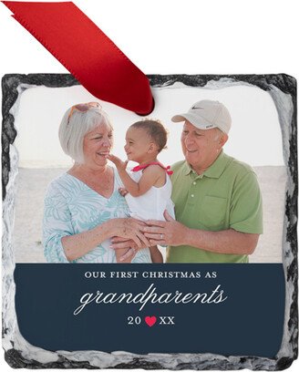 Ornaments: First Christmas Grandparents Slate Ornament, Black, Square Ornament