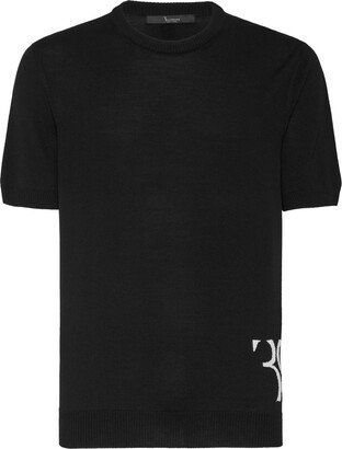 Intarsia-Logo Short-Sleeve Jumper