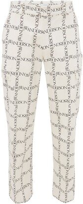 Logo-Print Straight-Leg Trousers-AE