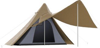 Teepee Tent, Easy Set-Up Camping Tent with Porch Area, Floor and Carry Bag, for 2-3 Person Outdoor Backpacking Camping Hiking, Coffee - Coffe