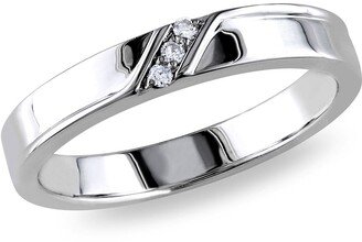 DELMAR Men's Sterling Silver Diamond 3-Stone Ring - 0.05 ctw.